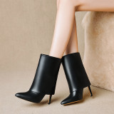Arden Furtado 2021Fashion Winter Women's Shoes Elegant Women's Boots Stilettos Heels Slip-on genuine leather Short Boots 41 42
