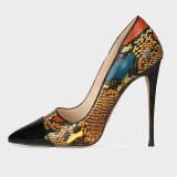 2021 Summer Slip On Pumps  Elegant Sexy High heels Stilettos Ladies Office Lady Serpentine Women's Shoes Big Size 46 47