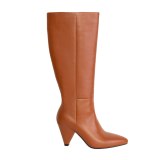 Arden Furtado 2021 Fashion Winter Cone Heels Pointed Toe Pure Color Brown Women's Knee High Boots big size 40
