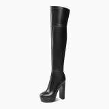Arden Furtado 2021 Winnter Fashion Women's Shoes Mature Platform Elegant Genuine leather Chunky heels Over The Knee High Boots