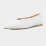 Arden Furtado 2021 Spring Autumn White Flats Pointed Toe Fashion Women's Shoes Ladies Driving Boat slip on Shoes Size 42 43