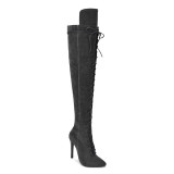 Arden Furtado Winter Pointed Toe Stilettos Heels Fashion Women's Shoes Sexy Personality Cross Tied Zipper Ladies high heels Over The Knee Boots 41 43