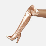 Arden Furtado 2021 Winnter Fashion Women's Shoes Mature Block heels  Silver Apricot Yellow Over The Knee Boots Elegant  42 43