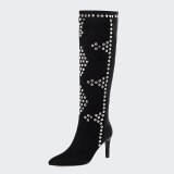 Arden Furtado 2021 Fashion Winter Cone Heels Pointed Toe Pure Color Women's Stilettos Heels Knee High Boots big size 42