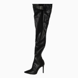 Arden Furtado Winter Pointed Toe Stilettos Heels Fashion Women's Shoes Sexy Personality Buckle Zipper Ladies High Heels Over The Knee Boots 46 47