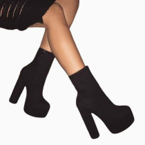 Arden Furtado Winter Elegant Fashion Round head Chunky heels Women's Shoes Black Waterproof Taiwan Ankle boots Big Size 46 47