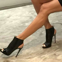 Arden Furtado Summer Spring Elegant Stilettos heels Women's shoes Sexy Fashion Black Peep toe Sandals 46 47