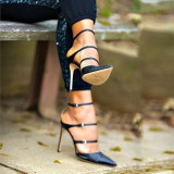 Copy Arden Furtado Summer Fashion Stilettos Heels Baotou Women's Shoes Sexy Black A Word Buckles Heels Sandals 46 47 news