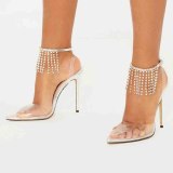 Arden Furtado 2020 Summer Fashion Women's Shoes Pointed Toe Stilettos Heels 12cm Elegant Sandals  PVC Party Shoes big size 43