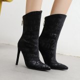 Arden Furtado 2021 Fashion Winter Cone Heels Pointed Toe Pure Color Women's Stilettos Heels  Knee High Boots big size 47 48