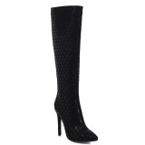 Arden Furtado 2021 Fashion Winter Pointed Toe Women's Stilettos Heels Zipper Stilettos Heels Knee High Boots big size 47 48