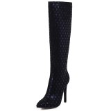Arden Furtado 2021 Fashion Winter Pointed Toe Women's Stilettos Heels Zipper Stilettos Heels Knee High Boots big size 47 48