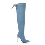 Arden Furtado 2021 Winnter Fashion Women's Shoes Mature blue Over The Knee Boots Elegant Big size 46 47
