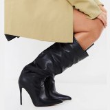 Arden Furtado 2021 Winnter Fashion Women's Shoes Pointed Toe Women's Stilettos Hees Serpentine Sexy New  Knee High Boots 43
