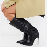 Arden Furtado 2021 Winnter Fashion Women's Shoes Pointed Toe Women's Stilettos Hees Serpentine Sexy New  Knee High Boots 43