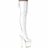 Arden Furtado 2021 Winter Fashion Women's Shoes  white Waterproof sexy Stilettos Heels Cross Lacing Over The Knee Boots Elegant