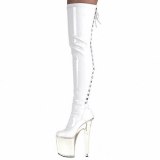 Arden Furtado 2021 Winter Fashion Women's Shoes  white Waterproof sexy Stilettos Heels Cross Lacing Over The Knee Boots Elegant