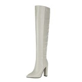 Arden Furtado 2021 Fashion Winter Cone Heels Pointed Toe Pure Color white brown Women's Knee High Boots big size 43