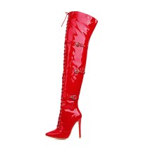 Arden Furtado 2021 Winter Fashion Women's Shoes red Zipper sexy Red Buckle Stilettos Heels Over The Knee Boots Elegant New