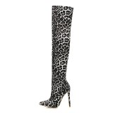Arden Furtado 2021 Winter Fashion Women's Shoes Zipper sexy Leopard Print Stilettos Heels Over The Knee Boots Elegant New 30-48