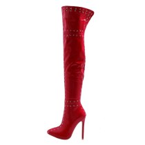 Arden Furtado 2021 Winter Fashion Women's Shoes red  white Zipper sexy Red Stilettos Heels Over The Knee Boots Elegant New