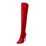 Arden Furtado 2021 Winter Fashion Women's Shoes red Zipper sexy Red Stilettos Heels Over The Knee Boots Elegant New 46 47