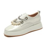 Arden Furtado Crystal Rhinest Spring And autumn Fashion Women's Shoes  Round Toe Slip on Genuine Leather Flat Platform Shoes New