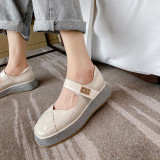 Arden Furtado 2021 summer Fashion Women's Shoes Pure Color White Round Toe platform Sexy Buckle Sandals  Flats shoes
