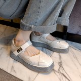 Arden Furtado 2021 summer Fashion Women's Shoes Pure Color White Round Toe platform Sexy Buckle Sandals  Flats shoes
