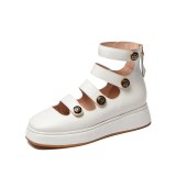 Arden Furtado 2021 summer Fashion Women's Shoes Pure Color White Round Toe platform Sexy  Sandals  Flats Back zipper Cool boots