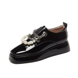 Arden Furtado Crystal Rhinest Spring And autumn Fashion Women's Shoes  Round Toe Slip on Genuine Leather Flat Platform Shoes New