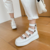 Arden Furtado 2021 summer Fashion Women's Shoes Pure Color White Round Toe platform Sexy  Sandals  Flats Back zipper Cool boots