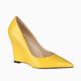 Arden Furtado 2021 Spring Fashion Yellow Blue Contracted Wedges Women's Shoes Elegant Pointed Toe Pure color Pumps New 44 45
