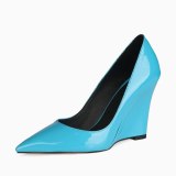 Arden Furtado 2021 Spring Fashion Yellow Blue Contracted Wedges Women's Shoes Elegant Pointed Toe Pure color Pumps New 44 45