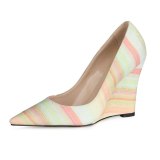 Arden Furtado 2021 Spring autumn Fashion Wedges Women's Shoes Elegant Mixed Colors Pointed Toe rainbow Pumps office lady shoes