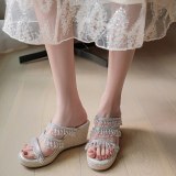 Arden Furtado Summer Fashion Women's Shoes Wedges platform ladies Bohemia crystal rinestone Slippers