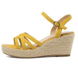 Arden Furtado 2021 Summer Fashion Women's Shoes Elegant Narrow Band Buckle Yellow Orange Waterproof platform wedges  sandals