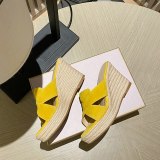 Arden Furtado Summer Fashion Women's Shoes Wedges Office lady Suede Classics yellow platform ladies Slippers