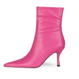 Arden Furtado 2021 Fashion Winter Pointed Toe Women's Red Stilettos Heels Sexy Zipper High Heels 8.5cm Ankle Boots Big size 45