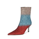 Arden Furtado 2021 Fashion Winter Pointed Toe Women's Stilettos Heels Sexy Zipper High Heels 8.5cm Ankle Boots Big size 45