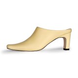 Arden Furtado Summer Fashion 2021 Women's Shoes Sexy Yellow  Mules Square Head Elegant Slippers Mules chunky heels size 45