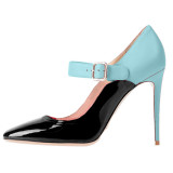 Arden Furtado 2021 New Fashion Pointed Toe Stilettos heels Color matching Women's shoes Sexy Elegant Buckle Black Pumps Big Size 47