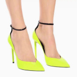 Arden Furtado 2021 New Fashion Pointed Toe Stilettos heels Women's shoes Sexy Elegant Buckle Yellow Pumps Big Size 47