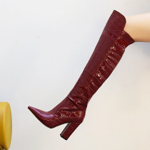 Arden Furtado Fashion Women's Shoes Winter Sexy Elegant Chunky Heels Pointed Toe Black Knee High Boots Big yards 48