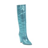 Arden Furtado 2021 Winter Fashion The Sleeve Women's Shoes Sexy Blue Cone With Pointed Toe Knee High Boots Elegant New 34-48