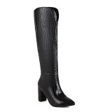 Arden Furtado 2021 Winter Fashion Serpentine Pointed Toe Women's Shoes Sleeve boots Sexy Chunky Heels Knee High Boots Elegant New 42 43