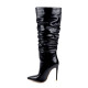 Arden Furtado Fashion Women's Shoes Winter Sexy Elegant Stilettos Heels Pointed Toe Fold Black Knee High Boots