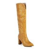 Arden Furtado 2021 Winter Fashion Serpentine Pointed Toe Women's Shoes Sleeve boots Sexy Chunky Heels Knee High Boots Elegant New 42 43
