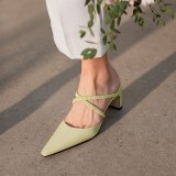 Arden Furtado Summer Fashion 2021 Women's Shoes Sexy  White Elegant Slippers  6cm Chunky Heels Mules strange heels size 45