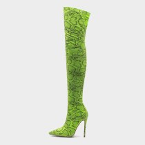 Arden Furtado 2021 Spring Fashion Women's Shoes Zipper sexy green orange Pointed Toe Stilettos Heels Over The Knee Boots 44 45